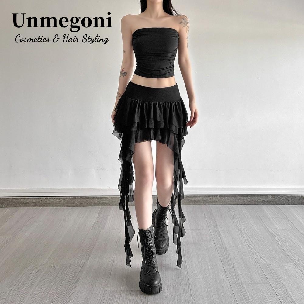 Skorts Nữ Váy Mini Layered Asymmetric Hem, Style Gothic Boho, Phù Hợp Mùa Hè