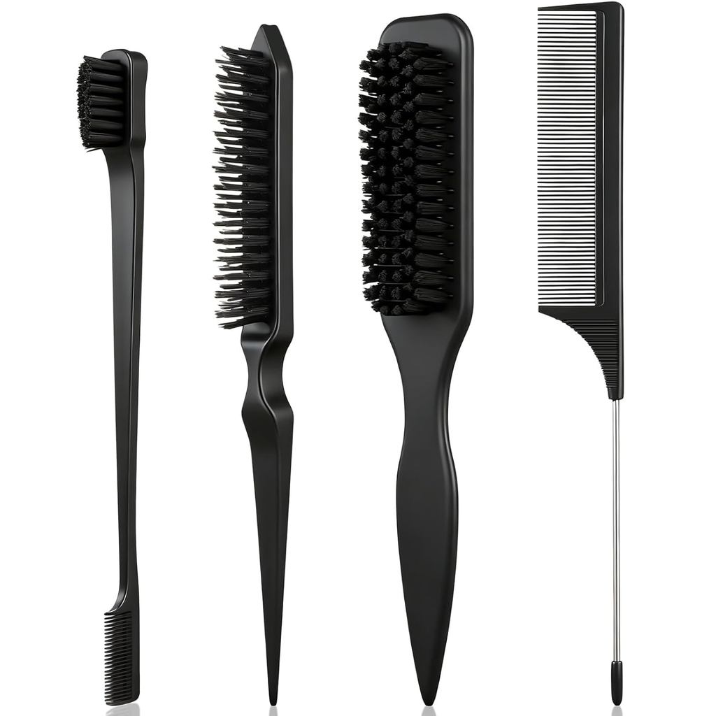Bộ cọ chải tóc lông lưng lông mượt dành cho ruồi mịn, Frizz, Đuôi ngựa Sleek, Kiểm soát tóc Buns và 