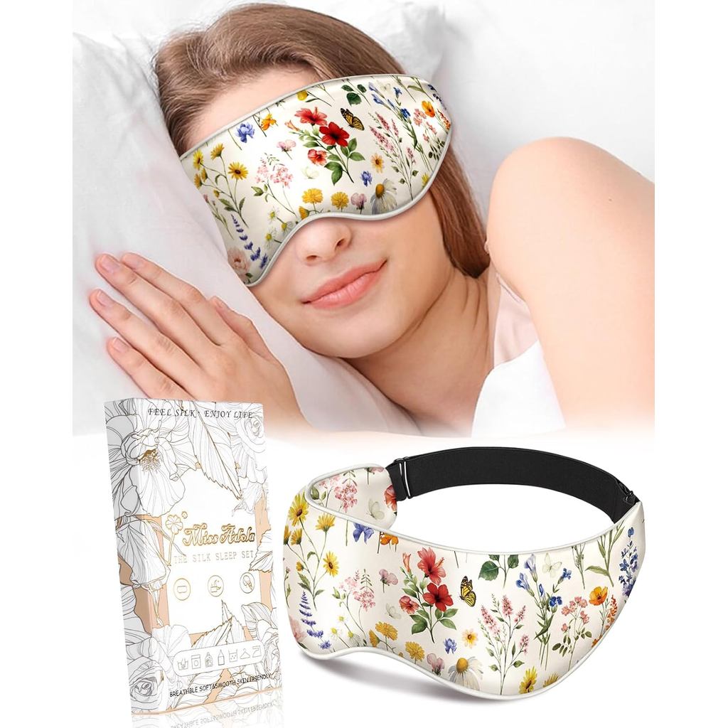 Mặt nạ mắt có trọng lượng bằng lụa - Mặt nạ mắt lò vi sóng Nén ấm áp nhiệt và lạnh để ngủ Gối khô mắ