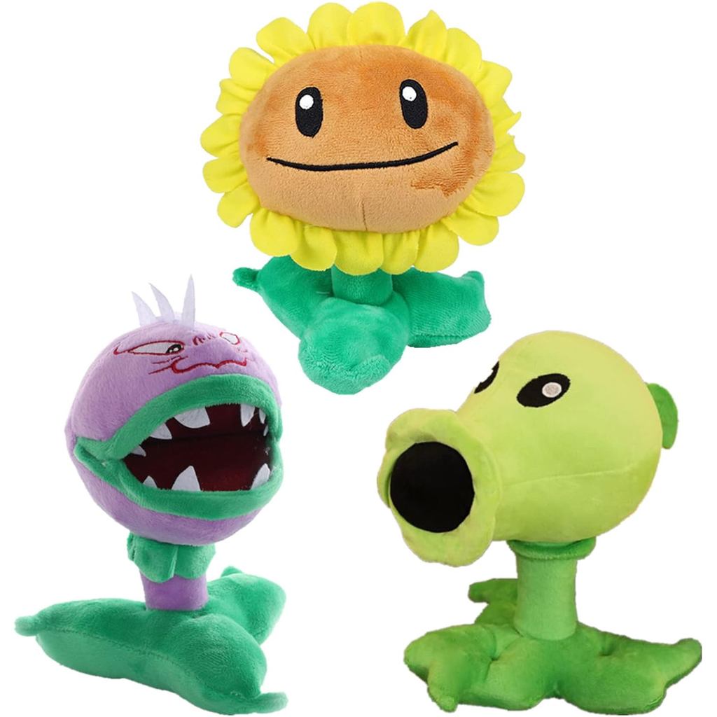 JHESAO 3 CÁI PVZ Plush Zombies Plants Set Toy Peashooter, 1 2 Búp bê Chomper mềm nhồi bông, Búp bê h