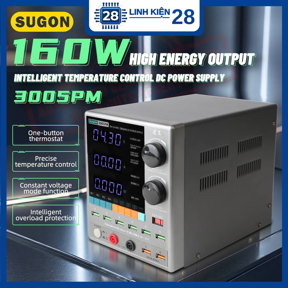 Máy cấp nguồn Sugon 3005PM DC 30V/5A (bản mới 2026). linhkien_28