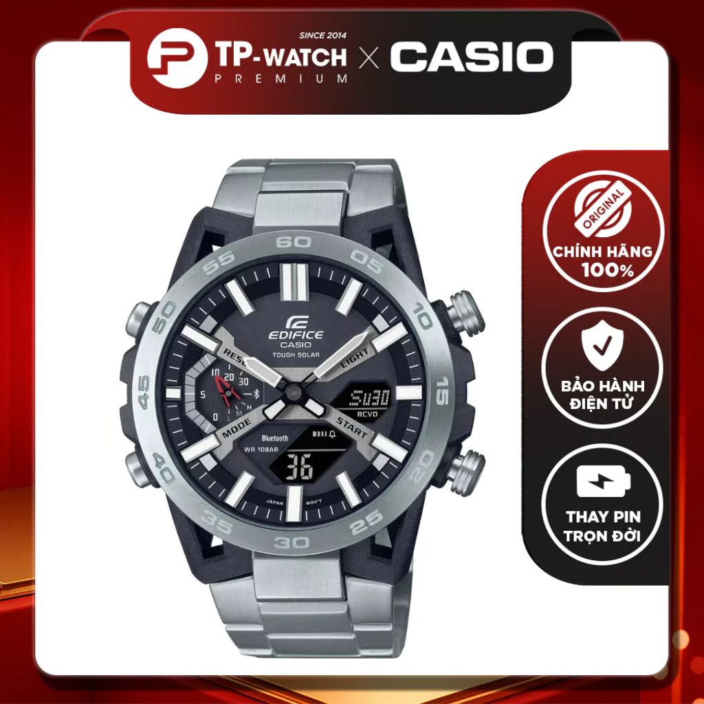 Đồng Hồ Nam Dây Thép Casio Edifice ECB-2000D-1ADF Năng Lượng Mặt Trời | Blutetooth | Lõi Cacbon | EC