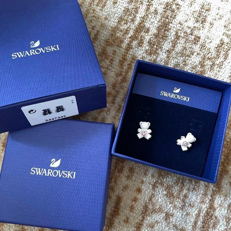 Hàng sẵn có [Có hộp quà] Bông tai bông tai gấu bông Swarovski Swarovski Bông tai xỏ lỗ tinh tế dễ th