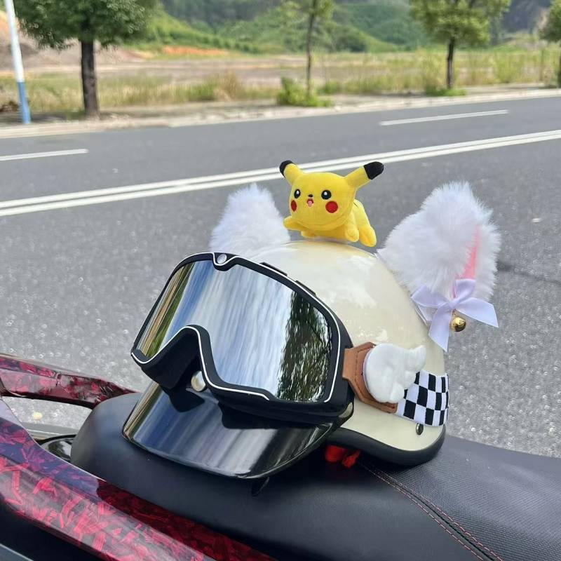 Squirrel Helmet Decorations Half Helmet Retro Motorcycle Helmet Decoration Universal XpjE