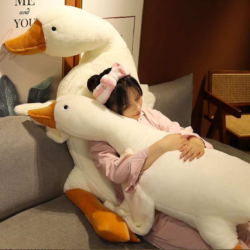 190cm con ngỗng trắng lớn nằm gối ngủ đồ chơi sang trọng con vịt con búp bê con búp bê ôm gối trên g