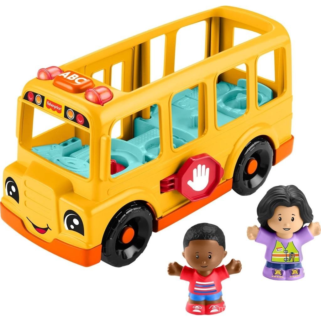 Fisher-Price Little People Đồ chơi trẻ mới biết đi Xe buýt âm nhạc Xe đẩy dài với 2 nhân vật để giả 