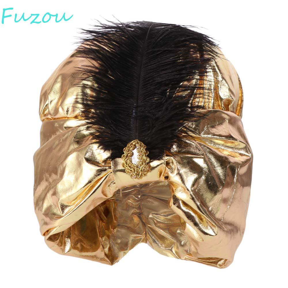 FUZOU Xếp Ly Turban, Trang Điểm Mũ Ả Rập Ấn Độ Xếp Ly Mũ, Mới Lạ Cosplay Vàng Dân Tộc Sultan Trang P