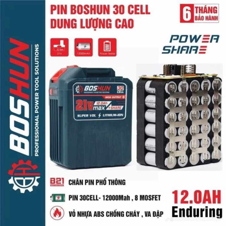 Pin 30 Cell Chính Hãng Boshun Dung Lượng Cao Mạch 8 mosfet - chân pin phổ thông makita - =