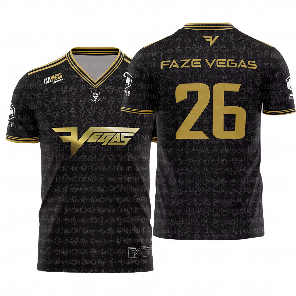 CDL Game Team 2026 League Faze Vegas Đồng Phục Reigning Gold Jersey Quần Áo Nam Cổ Chữ V Tay Ngắn Ng