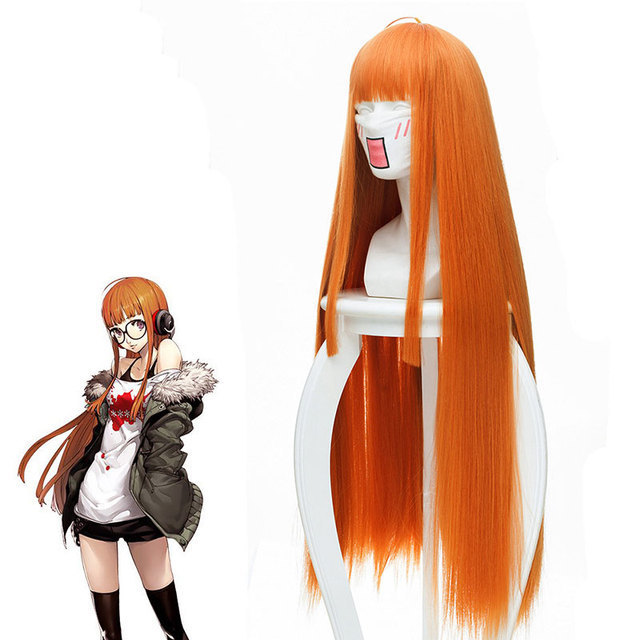 Persona 5 Sakura Futaba Cam Anime Tóc Giả Cosplay Dài Thẳng Tóc Giả