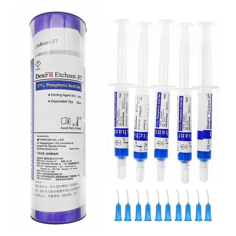 5 × 5ml 37% Phosphoric Acid Etching Gel Hàn Quốc DenFil dành cho men nha khoa & nha sĩ