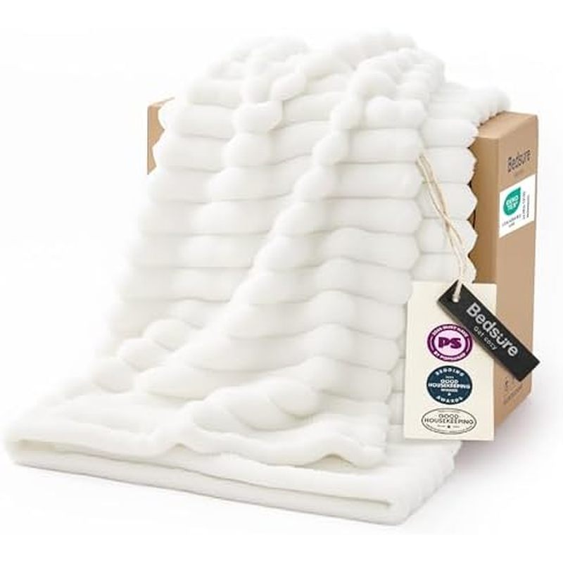 Bedsure GentleSoft White Throw Blanket for Couch - Mothers Gifts Day Birthday Gifts for Women Mom He