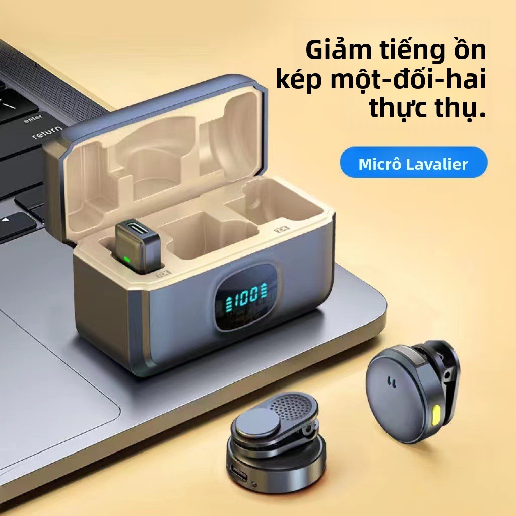 Micro Lavalier không dây Q8, Bluetooth 5.3, Giảm tiếng ồn ENC, Tuổi thọ pin 6-8 giờ, Tương thích với