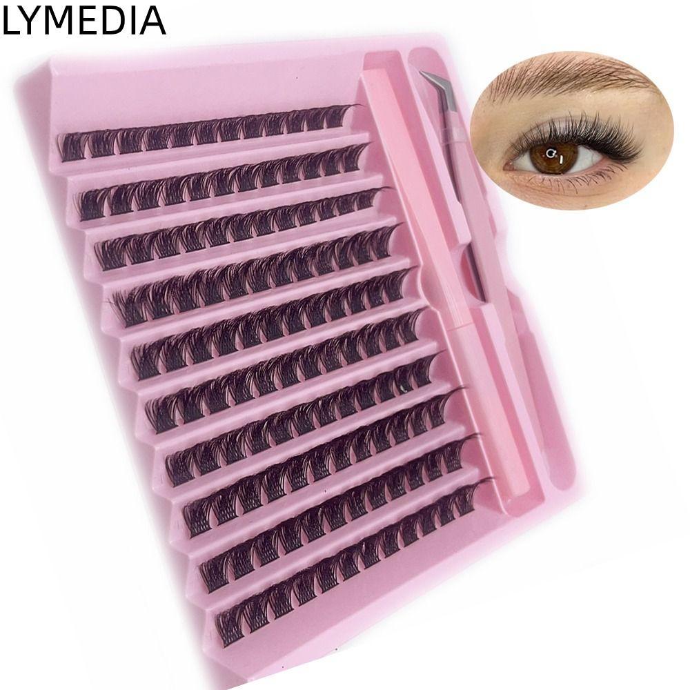 LYMEDIA Lông mi cá nhân, Bộ lông mi cụm dài tự ứng dụng, DIY với keo Lông mi giả lông mi giả lông mi