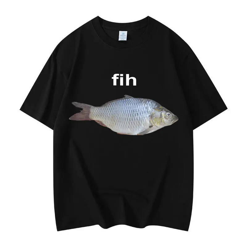 Fih Fish Funny Meme Áo thun ngắn tay thời trang chất lượng cao