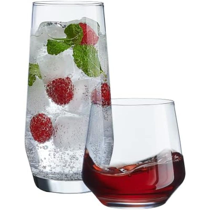 Le'raze Everyday Drinking Glasses Set of 8-4 Tall Highball Glass Cups & 4 Short Dof Drinking Glass, 