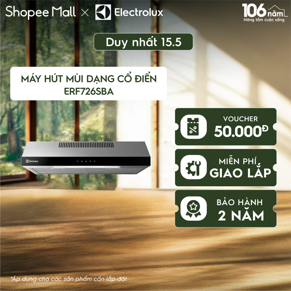 Máy hút mùi Electrolux dạng cổ điển 70cm ERF726SBA, Hút mùi nhanh chóng