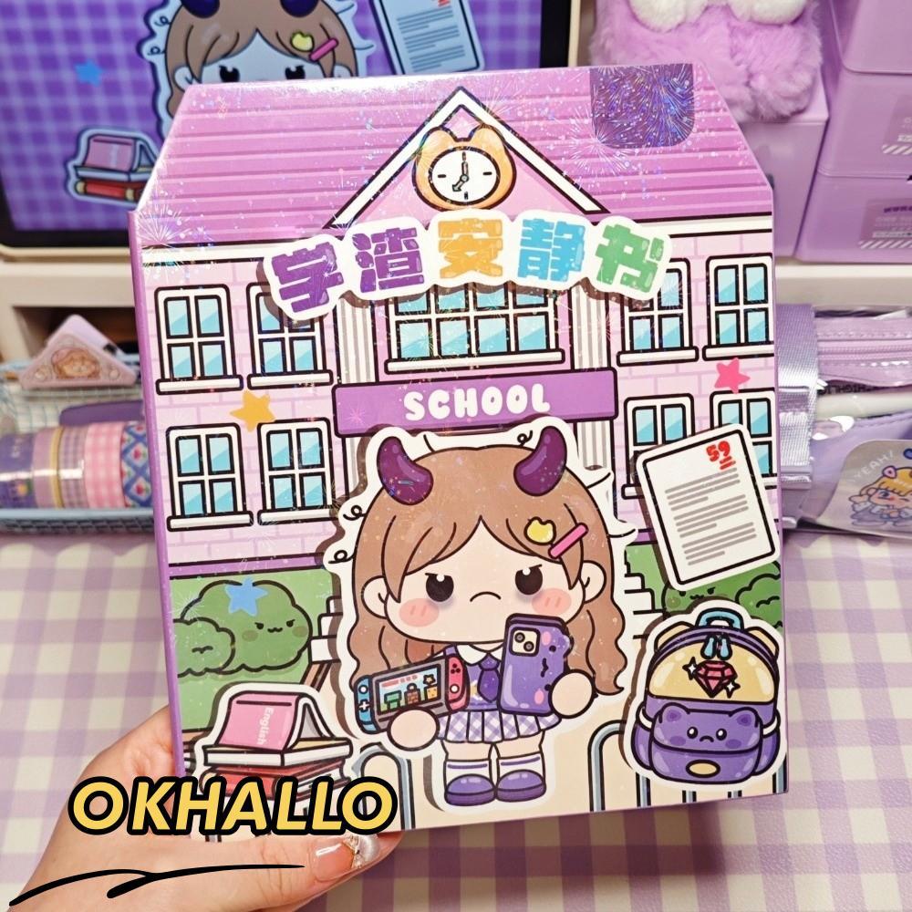 OKHALLO Miếng Dán Sách Yên Tĩnh, Sách Nhãn Dán PET Handmade, Sách Hoạt Hình Giáo Dục Sáng Tạo Sách Q
