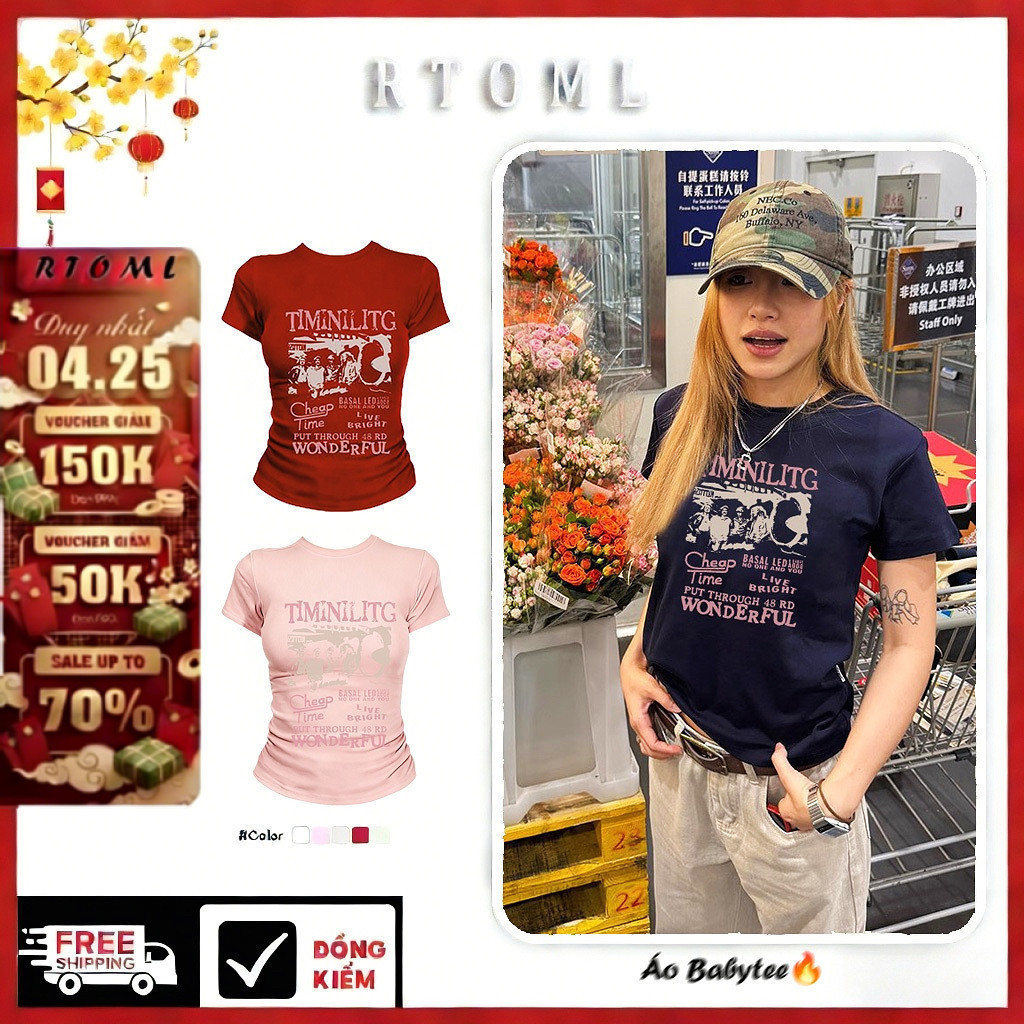 Áo Baby Tee Họa tiết In họa tiết cổ điển Y2K mùa hè áo thun ôm sát gợi cảm Local Brand Chính Hãng - RTOML#2