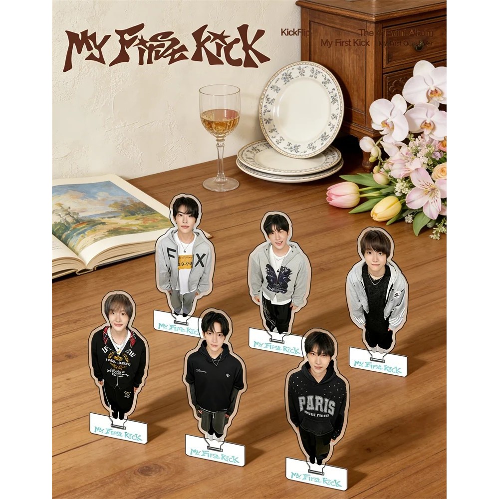 Standee KickFlip My First Kick mô hình mica trang trí bàn học Donghwa Juwang Kyehoon Kpop Figure Móc