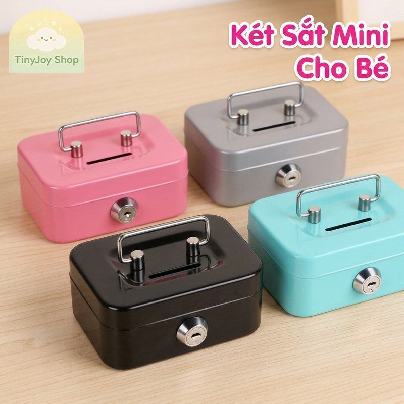 Hộp Đựng Tiền Kim Loại Mini Trẻ Em Tiền An Toàn Có Thể Khóa Đồng Xu Ngân Hàng Thép Hộp Bảo Quản Văn 