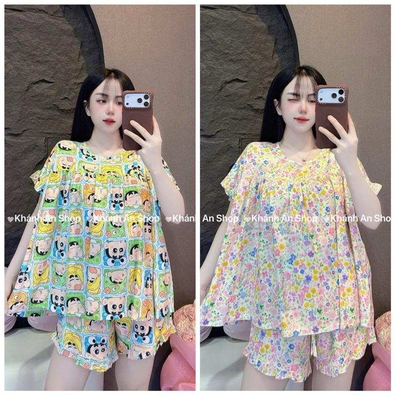 KA157 - {Fom Kiểu Áo Rộng} VNXK Đồ Bộ Vải Tole Lanh Nữ  Áo Cổ Tròn Tay Ngắn Quần Ngắn A3