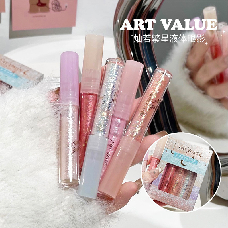 [Hàng có sẵn] Art Value Art Value Bộ phấn mắt dạng lỏng Star Lớp phủ chấm năm màu Phù hợp với phấn m
