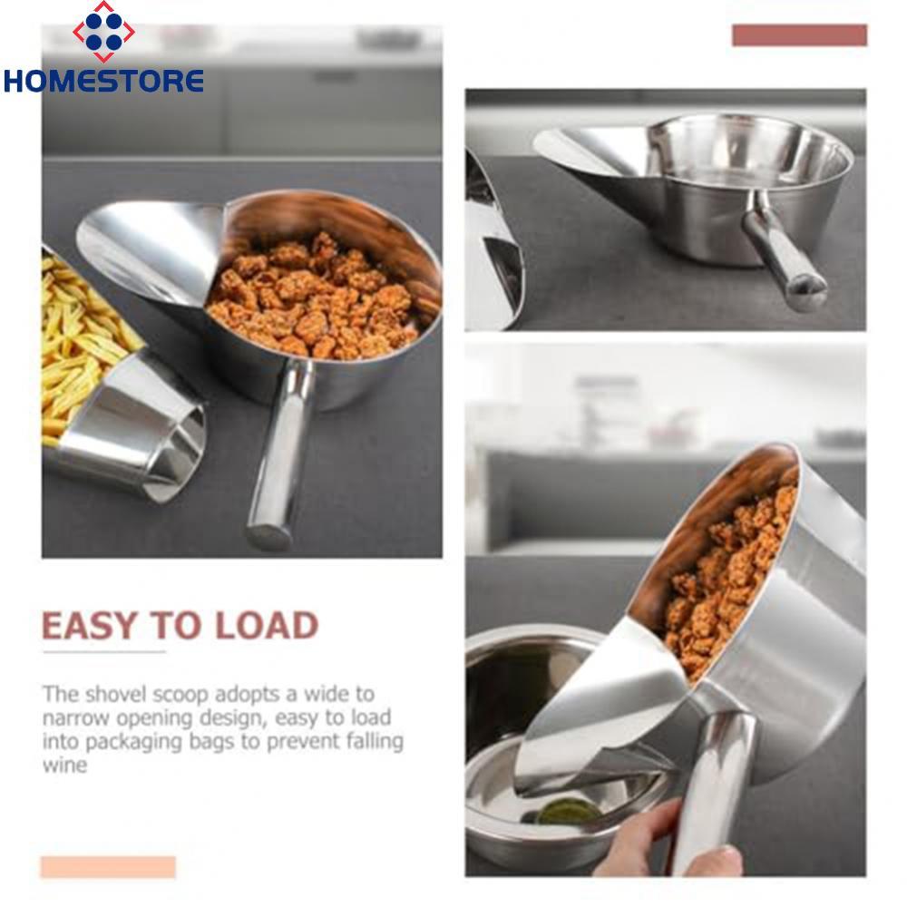 [Homestore]Ergonomic Food Scoop Shovel for Fast Food Prep Serving Stainless Steel 34x30x6cm