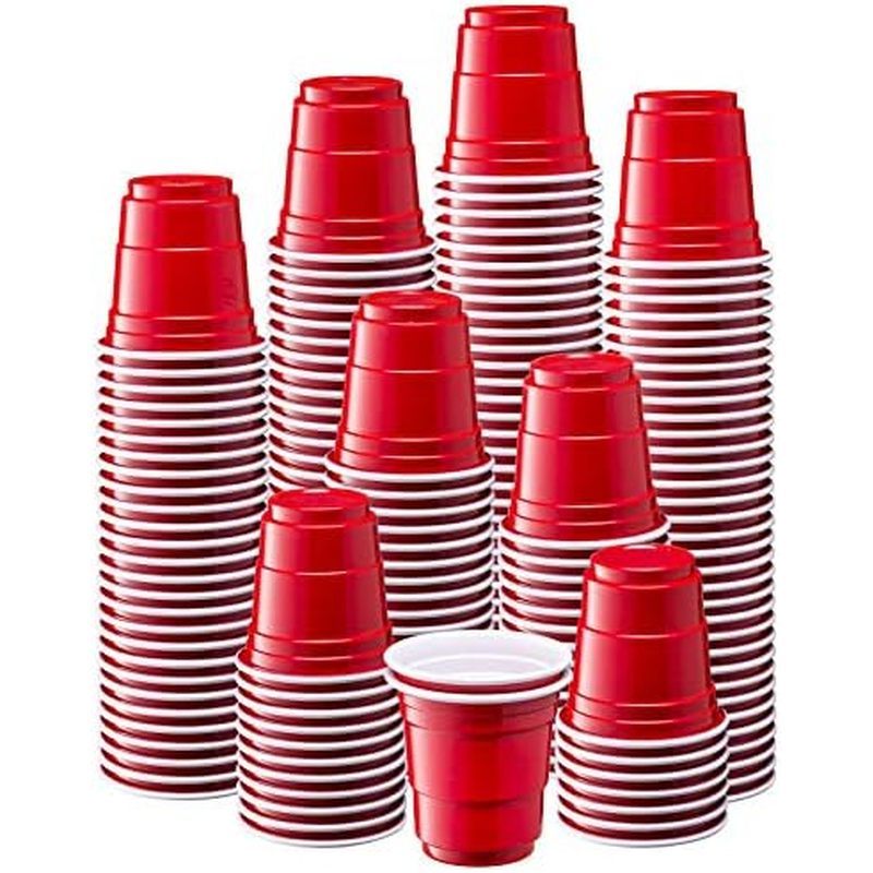 GUSTO [2 oz. - 100 Count Mini Shot Glasses Disposable - Red Jello Shot Cups for Parties and Events (