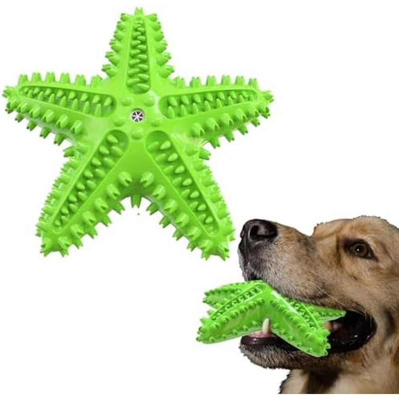Squeaky Chew Toy - Starfish Water Floating Toy for Dogs, Natural Tooth Brush Teeth Cleaning for Smal