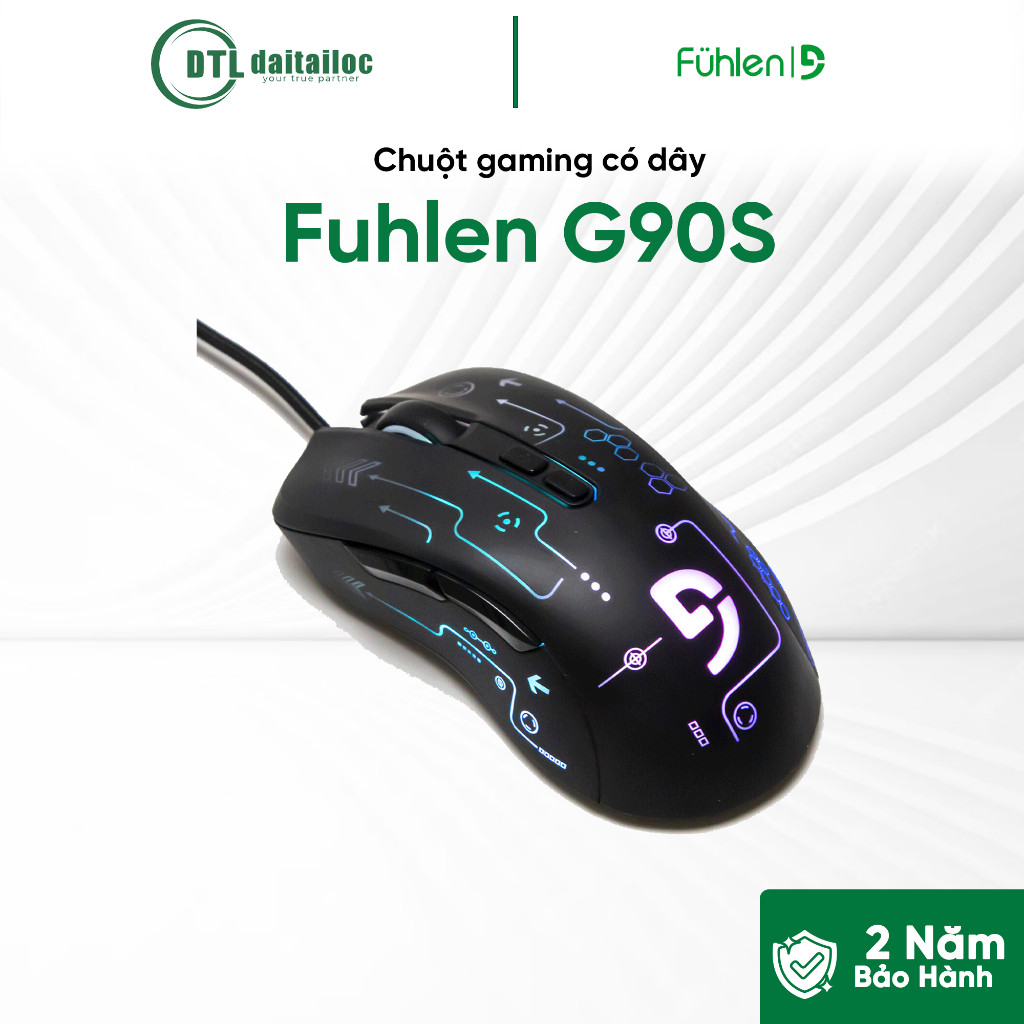 Chuột có dây gaming Fuhlen G90S Pro Black | Chính Hãng | Bảo Hành 2 Năm