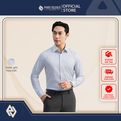 Áo sơ mi nam Phan Nguyễn, chất liệu cao cấp, mềm mại, thoáng khí, co giãn, form slim fit SMD.1464