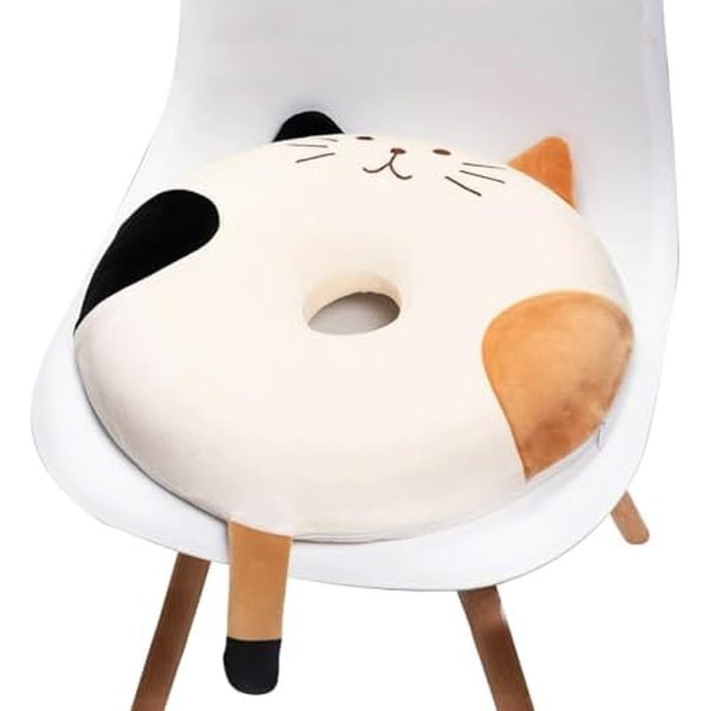 Donut Pillow Seat Cushion, Cat Donut Memory Foam Office Chair Cushion, Cute Seat Cushions for Desk C
