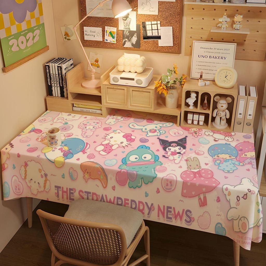 Sanrio Ins Kawaii Hoạt Hình Nhung Khăn Trải Bàn 90x60 120x80 Ăn Vanity Bụi Che Thảm Trang Trí