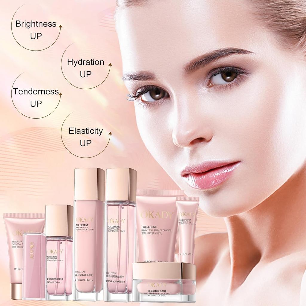 Bộ quà tặng trang điểm & chăm sóc da 8 trong 1 với phức hợp chống oxy hóa – Sữa rửa mặt, Toner, Loti