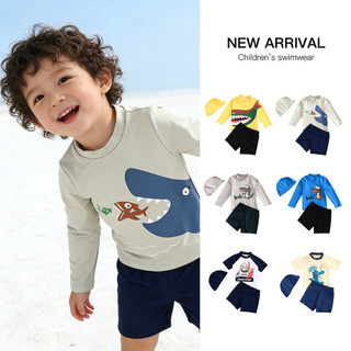 [1-9 Tuổi] Đồ Bơi Bé Trai Hàn Quốc Chia Quần Short Dài Tay Hoạt Hình Trẻ Em Trung Nhỏ Bé Trẻ Em Đồ Bơi Trẻ Em