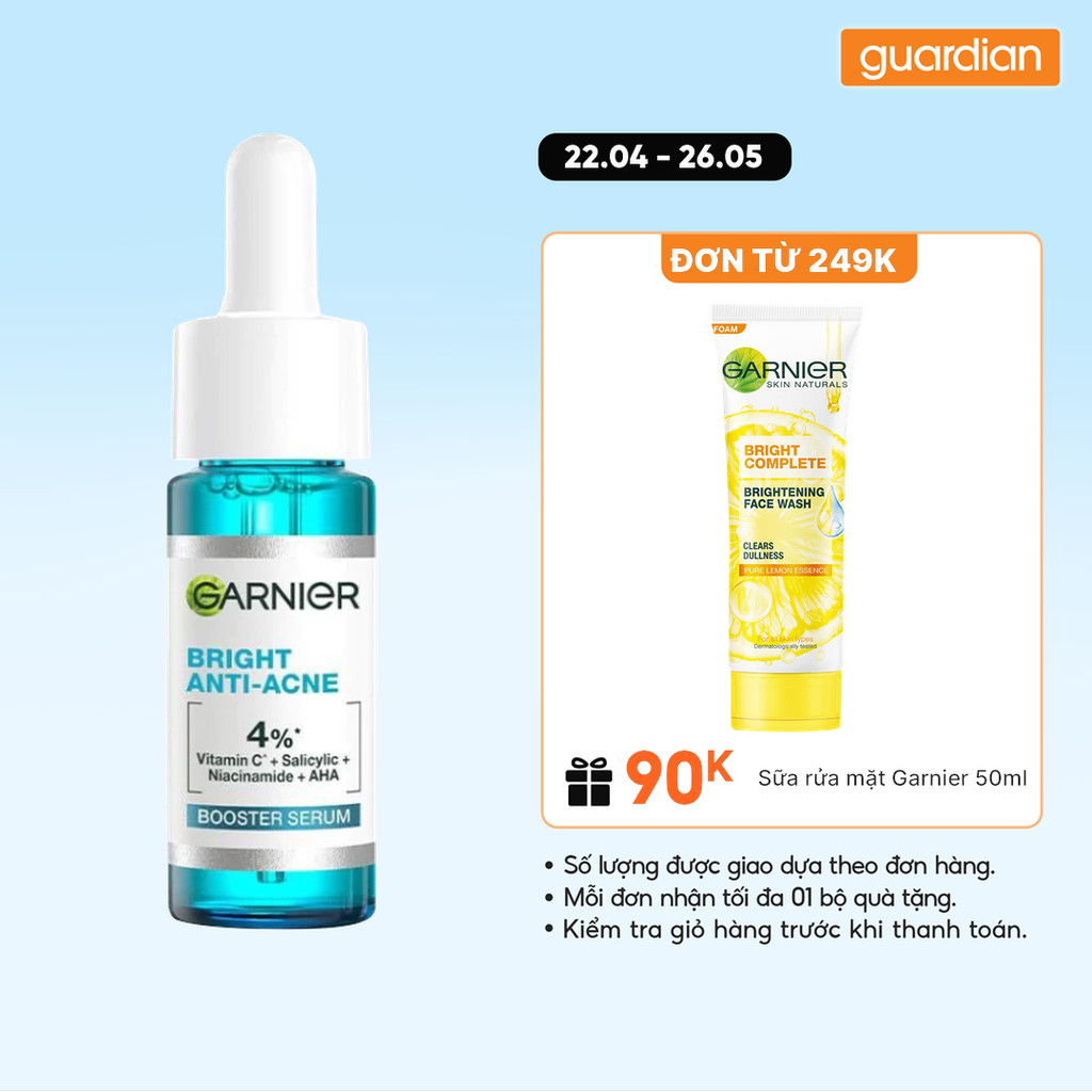 Dưỡng Chất Hỗ Trợ Giảm Mụn Garnier Bright Anti-Acne Booster Serum 15Ml