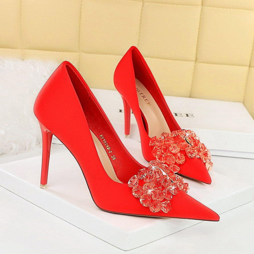 BIGTREE Giày cao gót Bigtree Gem Giày cao gót thời trang Stiletto Giày nữ 3-4 inch