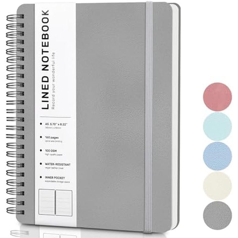 d Spiral Journal Notebook with 160 Pages, 8×5.7in, A5 Spiral Notebook, Journaling Notebooks for Work
