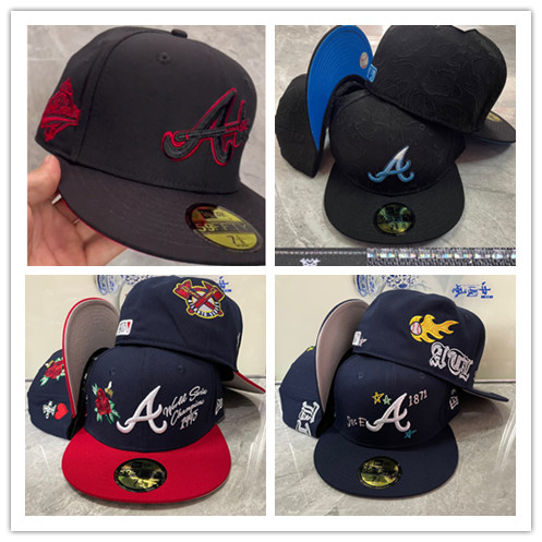 Atlanta Braves Warriors Mũ chống điều chỉnh Hip-Hop Flat Vành Cap 59FIFTY Cap Số Cap Full Cap Armban