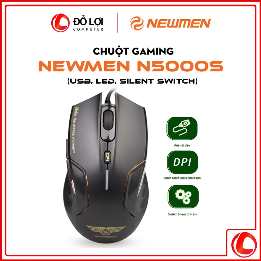 Chuột Có Dây Gaming Newmen N5000S LED, Silent switch DLC x DeskSetupVN