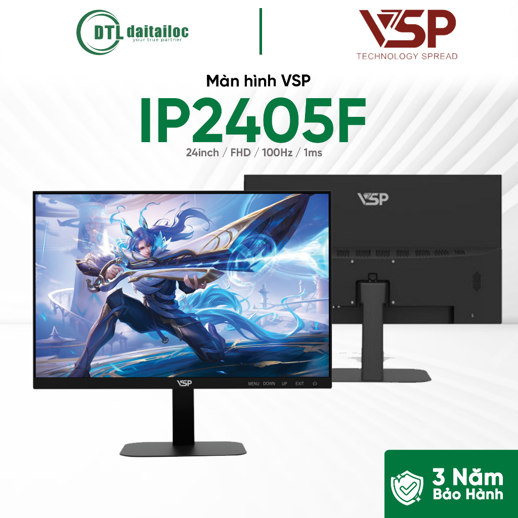 Màn hình văn phòng VSP IP2405F 24inch / FHD / 100Hz / 1ms | Chính Hãng | Bảo Hành 3 Năm