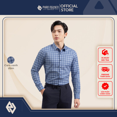 Áo sơ mi tartan nam dài tay Phan Nguyễn, chất liệu mềm mại, hạn chế nhăn nhàu form slim fit SMD.1455