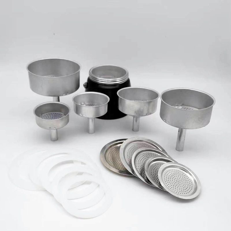 Phụ kiện xô bột Moka Pot Máy giặt silicon Moka Pot Powder Trough Coffee Pot Filter Mesh Bowl Nhôm Ph