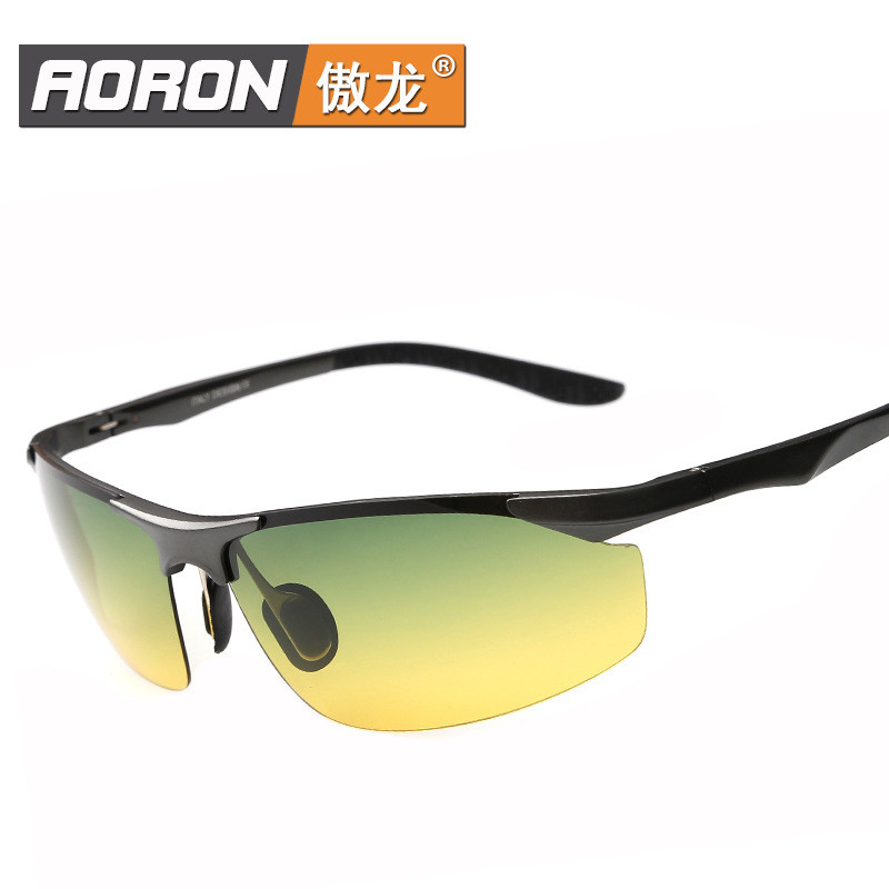 Popular~Day and night dual-use polarized night vision goggles Aluminum-magnesium semi-frame fashion 