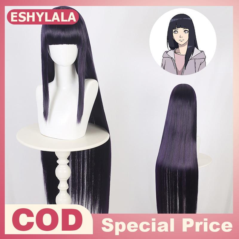 Tóc giả cosplay Naruto Hyuga Hinata màu tím đậm, tóc tổng hợp chịu nhiệt
