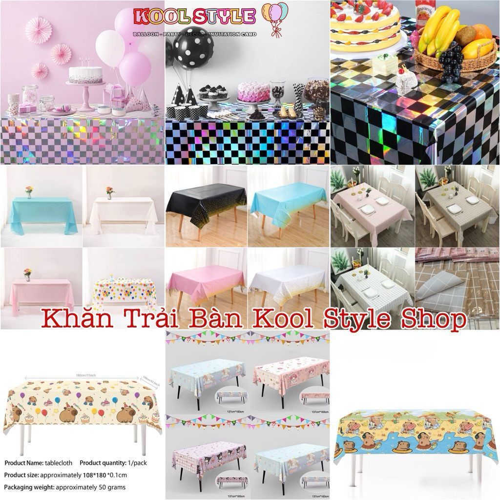 Khăn trải bàn Nilon nhiều mẫu, khăn bàn trang trí tiện lợi - Kool Style Shop