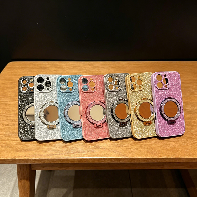 Sang Trọng Lấp Lánh Trang Điểm Gương Giá Đỡ Ốp lưng iPhone 17ProMax 16 15 ProMax 16 15 Plus 17Air Cứ