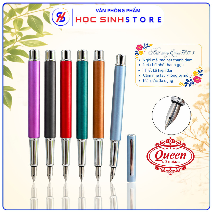 Bút Máy Hiệu Queen FP17-8 Ngòi Mài Nét Thanh Đậm, Nét Viết Êm, Dễ Viết, Thiết Kế Hiện Đại