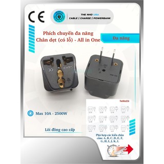 Phích cắm chuyển đổi đa năng sang chân US dẹt lõi đồng hàng cao cấp